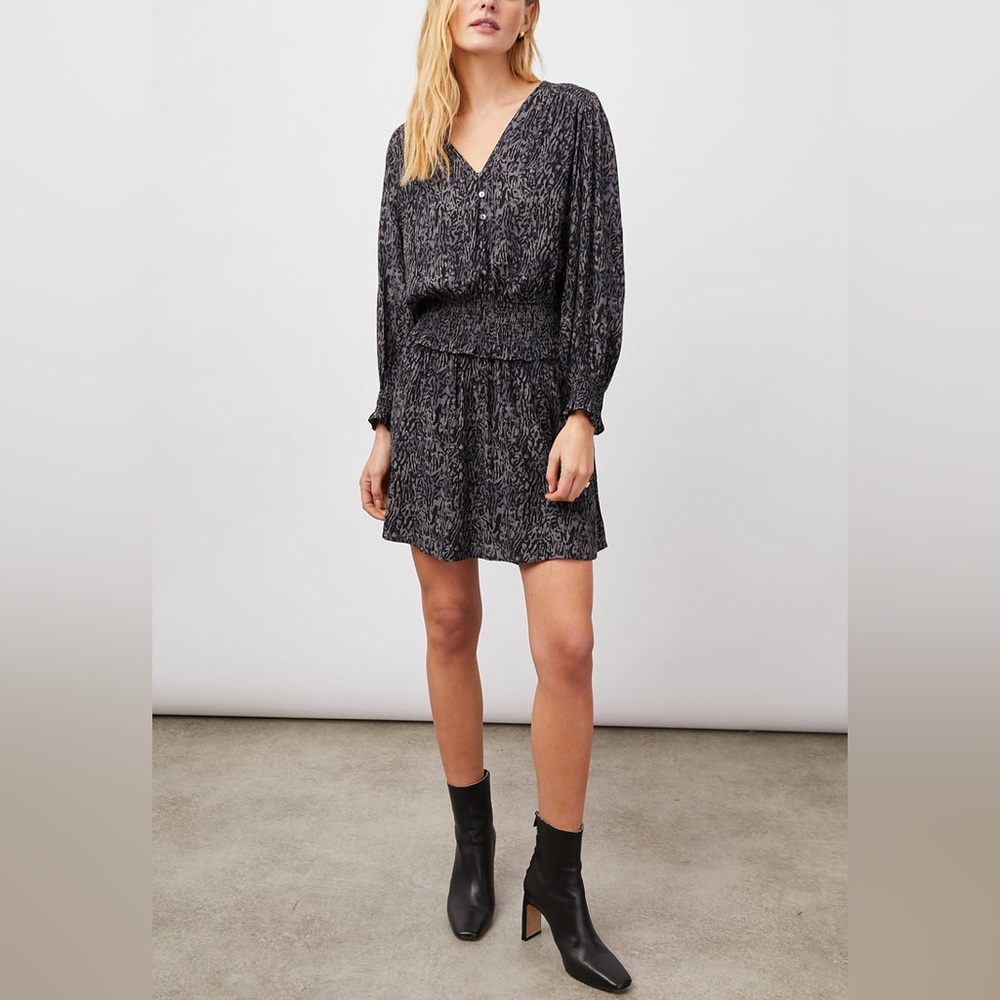 Rails Zana Dress Charcoal Abstract Animal, Size M